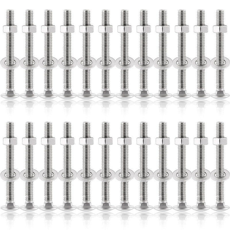 Zonon 25 Sets 5/16-18 x 3" Stainless Steel Carriage Bolts and Nuts Kit Round Head Square Neck Carriage Bolts Screws and Hex Nuts and Flat Washers, Stainless 18-8 Full Thread Coverage (Silver) 5/16-18 x 3" Silver
