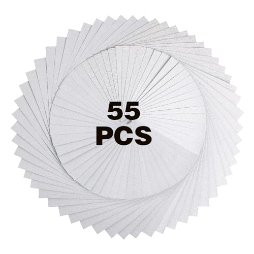 White Dry Sandpaper 55 Sheets 9x11, 60-1000 Grit Wood Metal Painted Surfaces