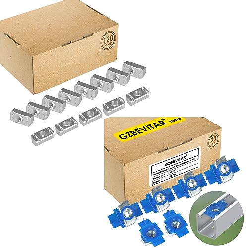 Nylon Channel Squeeze Nut with Strut Nuts, 1/2"-13 Strut Channel Nuts for Unistrut Channel, Thickened Zinc Plated Nuts for Solar Panels Mounting