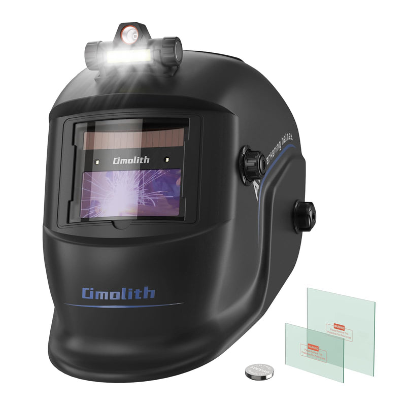 1/1/1/1 True Color Auto Darkening Welding Helmet with light, Solar Powered Wide Shade 4/9-13 for TIG MIG Stick Weld Hood Mask OM-860CS