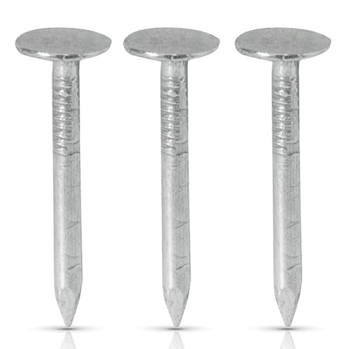 (500 Pack) 1-1/4-Inch Galvanized Roofing Nails Professional Grade - Used to fasten roofing felt, asphalt singles & insulation board (500) 500
