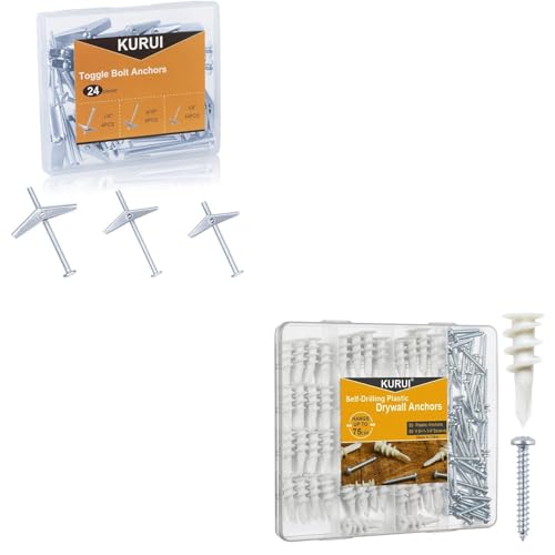 KURUI Toggle Bolts & Self Drilling Drywall Anchors