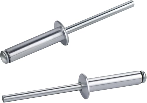 250 PCs 1/4'' x 1''Aluminum Blind Rivets, Pack of 250 CT 6.4mm x 25mm Pop Rivets with Aluminum Grip and Steel Mandrel 1/4 x 1" Silver
