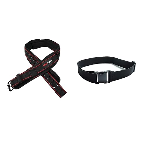 MELOTOUGH Padded Tool Belt with D ring,adjustable waist 33'-47 'thick confortable foam padding (XL) + Tool Web Work Belt 2" inch Wide belt Black Simple Style for Woodworkers and Contractors