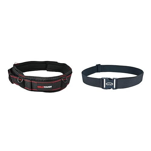 MELOTOUGH Padded Tool Belt with D ring, adjustable waist 44'-53'thick confortable foam padding (XXL) + Tool Web Work Belt 2" inch Wide belt Black Simple Style for Woodworkers and Contractors