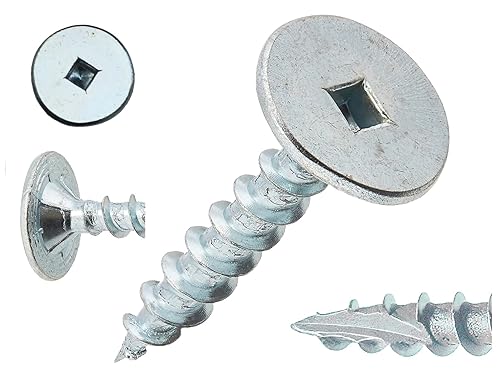 FastCap Professional PowerHead #10 Wood Screw, 1-1/4" Length, 9/16" Head, Self-Tapping, Zinc Coated, Square Drive, Type 17 Point. The Ultimate Strength & Holding Power. (200 Pieces)