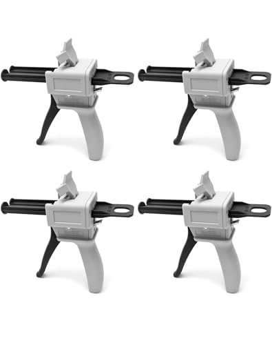 QWORK 50ml Dispensing Gun Kit, Impression Mixing Dispensing Gun, 1: 1/1: 2 AB Ratio, Static Mixer Mixing Nozzle, 4 Pack