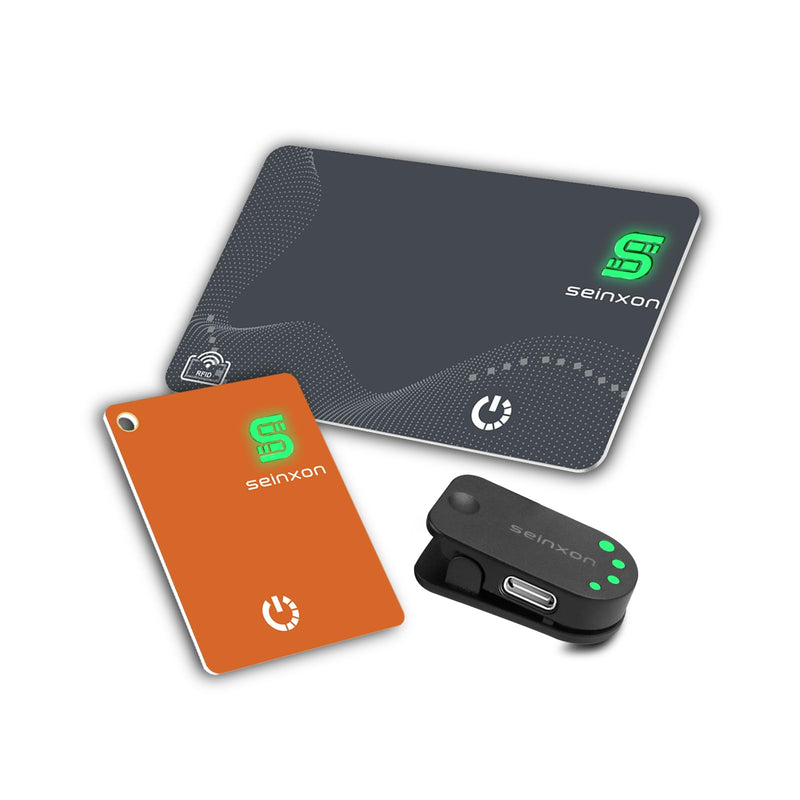 Wallet Tracker RFID Blocking Card & Mini Keychain Tag Item Finder with Recharge Clip Works with Apple Find My (iOS Only) Slim & Mini