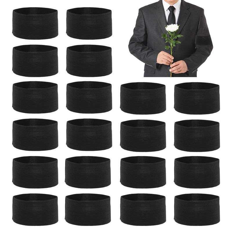20pcs Mourning Arm Band, Elastic Adjustable Funeral Armband, Running Armband for Walking, Hiking and Biking(Black,20pcs) Black,20pcs
