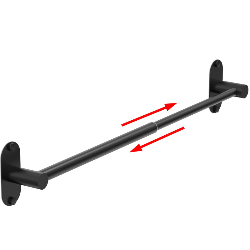 Towel Bar, Adjustable 14.4inch - 25.2inch Towel Rack, Self Adhesive Wall Mounted for Bathroom Kitchen Hand Towel Holder Cloths Hanger 304 Stainless Steel Organizer Single Bar (1, Matte Black) Standard Length–black 1