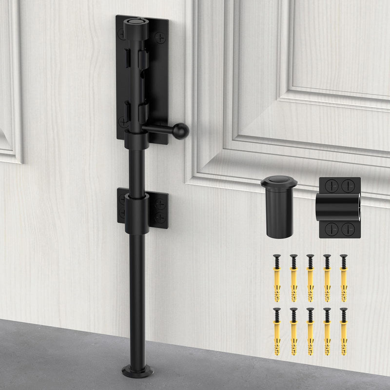 Barrel Bolt Latch, Sliding Bolt Gate Lock Door Latches Hardware, 12 Inch Heavy Duty Solid 304 Stainless Stee Door Lock for Fence/Wooden/Barn Door/Yard Door/Interior Door Latch Black-1Pc