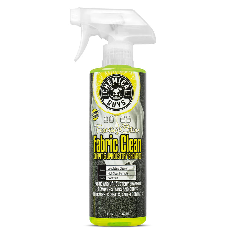 Chemical Guys CWS21916 Foaming Citrus Fabric Clean Carpet & Upholstery Cleaner, Ready To Use, Sprayable (For Carpets, Seats & Floor Mats), Safe for Cars, Home, Office, & More, 16 fl oz, Citrus Scent