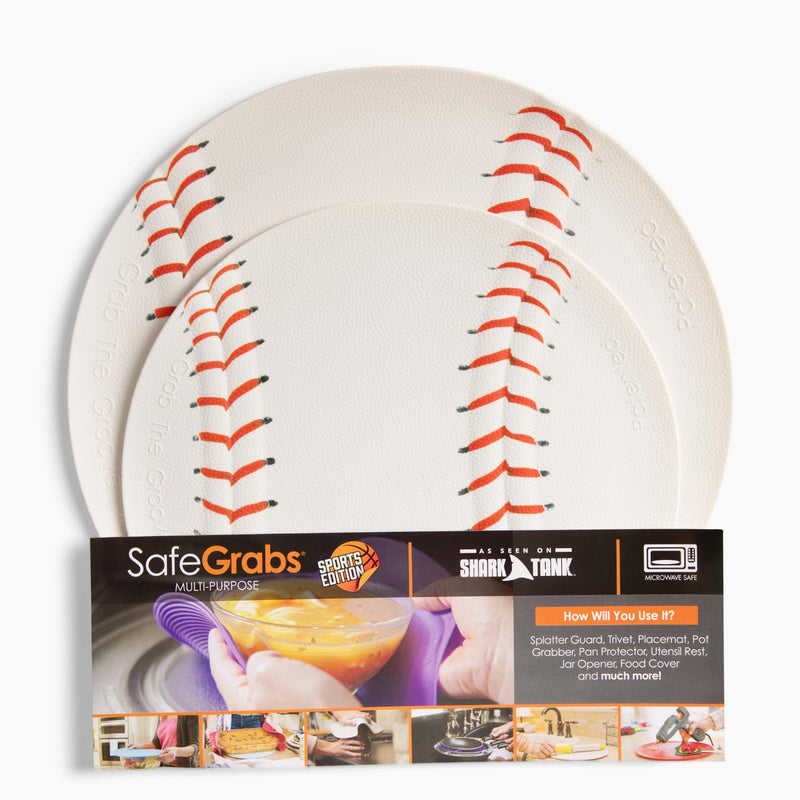 Safe Grabs: Original Microwave Mat as Seen on Shark Tank | Splatter Guard, Trivet, Hot Pad, Pot Holder, Minimize Mess (BPA Free, Heat Resistant, Dishwasher Safe), Baseball Safe Grabs (10" & 12")