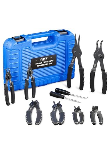 OMT Snap Ring Pliers, 10Pc Internal External Circlip Set With Hook And Pick Blue
