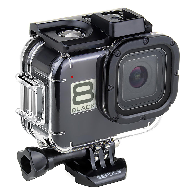 60M/196FT Waterproof Housing Case for GoPro Hero 8 Black, Dual Cold Shoe Slots Protective Underwater Diving Housing Shell for GoPro Hero 8 Black Action Camera