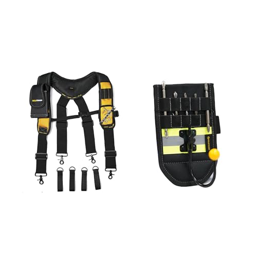 Magnetic Work Belt Suspenders Tool Belt Suspenders + Cordless Drill Holder Hook Tape Measure Clip Drill/Power Tool Holder with Drill Bit Tote