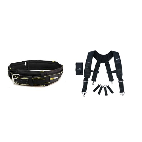 MELOTOUGH Tool Belt Suspenders Construction Bag Suspenders Heavy Duty Padded Work belt Suspenders + Padded Tool Belt Tool Harness for Heavy Duty Work