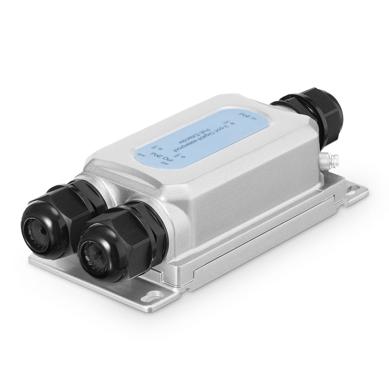 Outdoor IP67 Waterproof Gigabit PoE Passthrough Switch, 1 PoE in 2 PoE Out Extender, IEEE802.3af/at/bt PoE Powered 90W, 10/100/1000Mbps Ethernet, Wall Mount Plug and Play 1000M Outdoor 3 Port