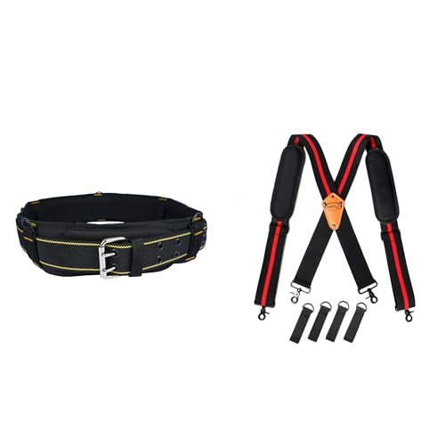 MELOTOUGH 1 PCS Padded Tool Belt with D ring for men + Tool Belt Suspenders Tool Harness for Heavy Duty Work Movable shoulder Pads