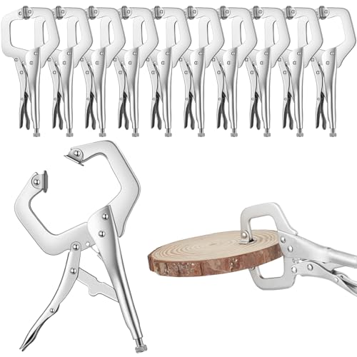 Yexiya 10 Pcs Locking C Clamps, Adjustable with Swivel Pad, 10 Pcs, 4 Inch