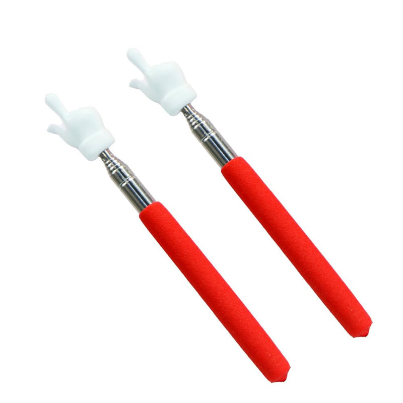2 Pcs Telescopic Teachers Pointer, Extendable Hand Pointer Finger Teacher Pointer Stick Mini Retractable Classroom Pointer - Red