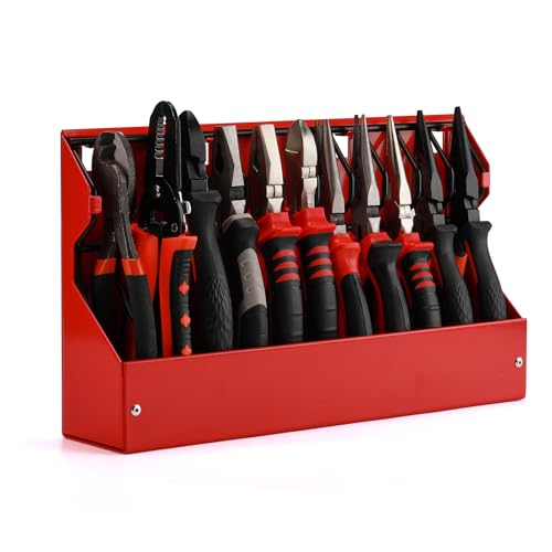 Mayouko 11 Slots Pliers Rack Organizer Holder, For Standard & Wide Pliers, All Steel, Fits in Toolbox Drawer, Chest, Pegboard, Tilt Feature, 11 Slots x 0.92" 1 Rack