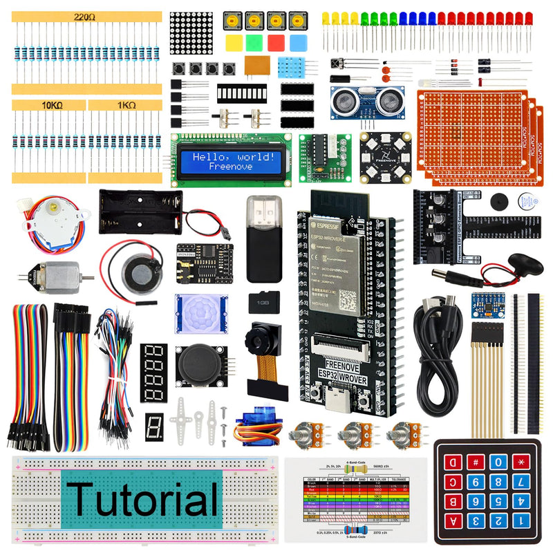 Freenove Ultimate Starter Kit for ESP32 CAM (Included), Dual-core 32-bit 240 MHz Microcontroller, Onboard Camera Wireless, Python C Java, 795-Page Detailed Tutorial, 240 Items, 122 Projects with Memory Card Slot and Card