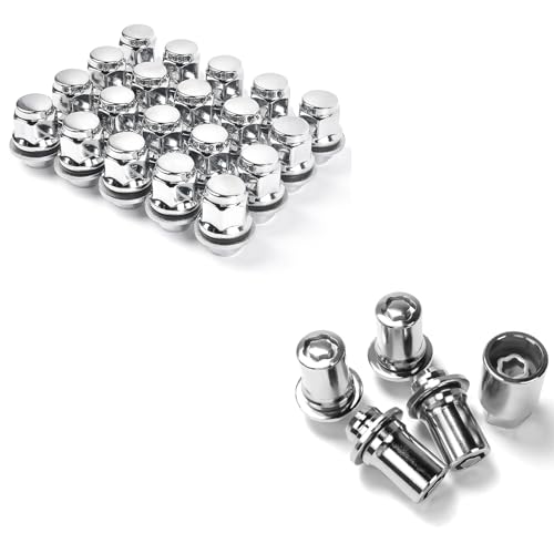 MIKKUPPA M12x1.5 Lug Nuts 20pcs One-Piece Chrome OEM Style Mag Seat Lug Nuts - M12x1.5 Wheel Lock Lug Nuts Replacement for Toyota Lexus OEM:00276-00901