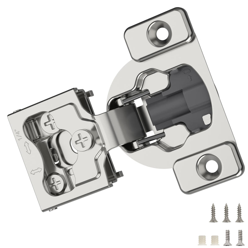 Furniware 10 Pieces 1/4" Small Overlay Concealed Face Frame Hinges, 105° Open Angle 4 Level Soft Close Screw On Compact Cabinet Hinge,for Face Frame Door, Soft Close On/Off Switch, Self Closing 1/4 Inch