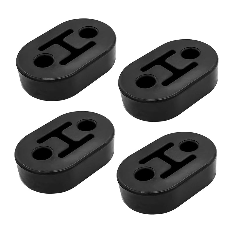 Car Exhaust Hanger, 4PCS Rubber Insulator Bushing Mount, 2 Holes 0.47 Inch (12mm), Auto Muffler Shock Absorbent Bracket Mount, High-Density Tailpipe Damping Hanger, Universal Fit (Black) Black