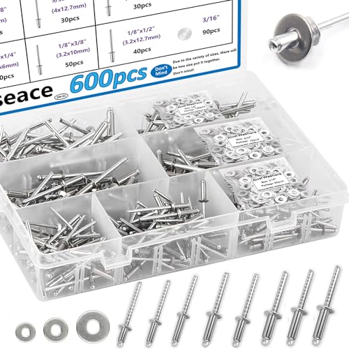 304 Stainless Steel Pop Rivets with Backup Rivets Washers Assortment Kit