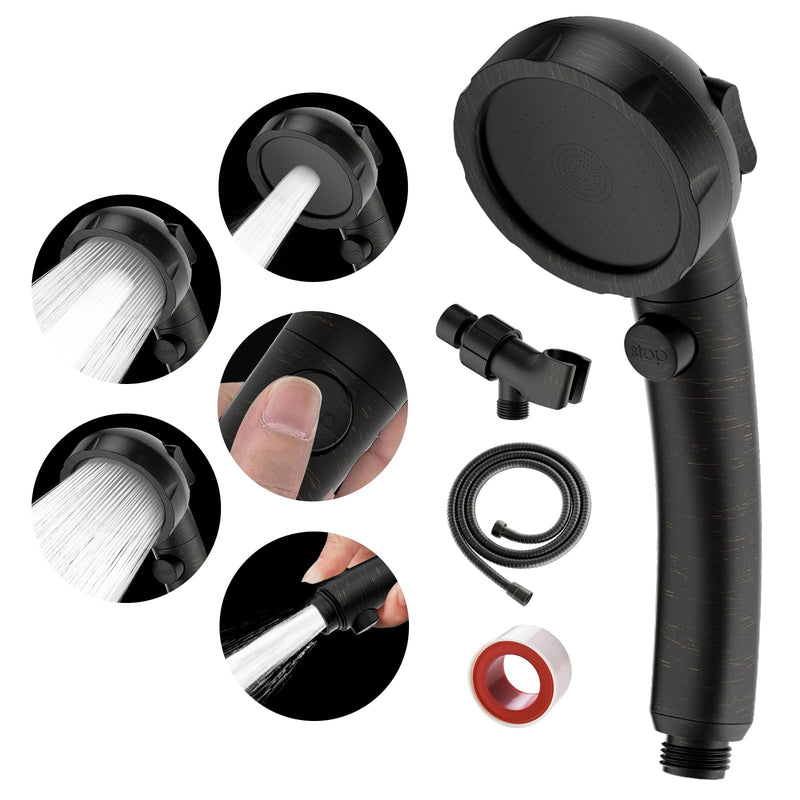 SINGSUO High Pressure Handheld Shower Head with On Off Switch, Detachable Shower Head, 3 Spray Modes Shower Massager Handheld with Hose and Adjustable Angle Bracket (Oil Rubbed Bronze) Oil Rubbed Bronze
