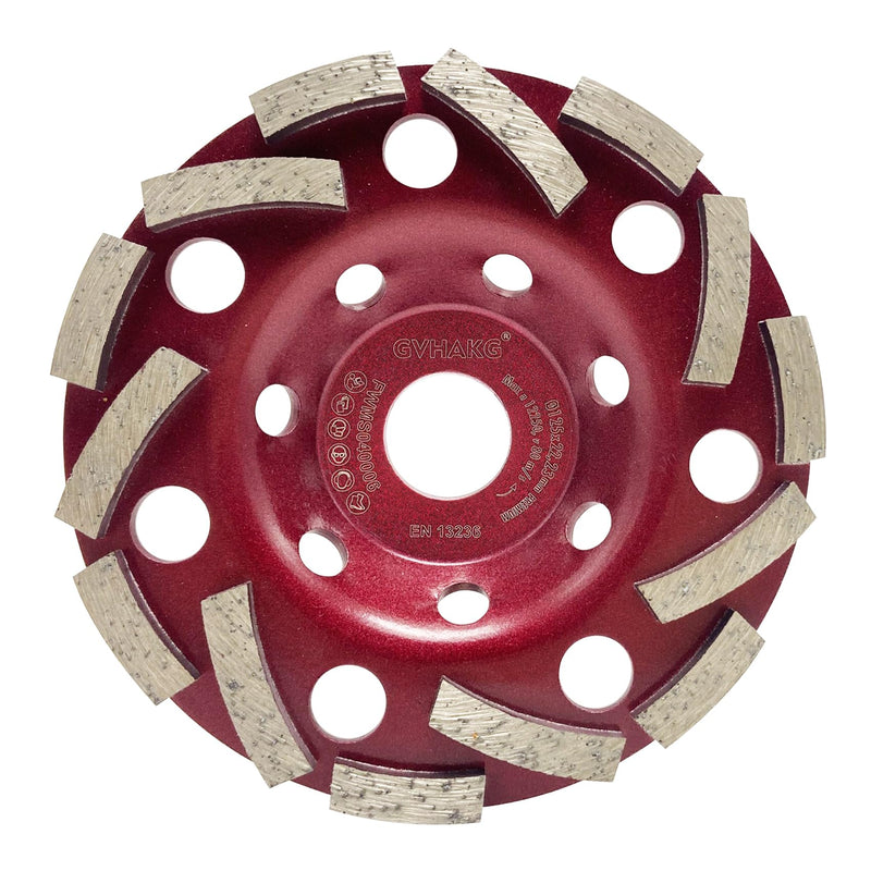 Diamond Cup Wheel 125 mm x 22.23 mm, Concrete Grinder Extra Speed | Cup Wheel 125 mm for Concrete, Stone, Natural Stone, Tile Adhesive, Granite, Masonry, Diamond Concrete Grinding Wheel, Stone Grinding Wheel 125 mm (Hooked Tooth)