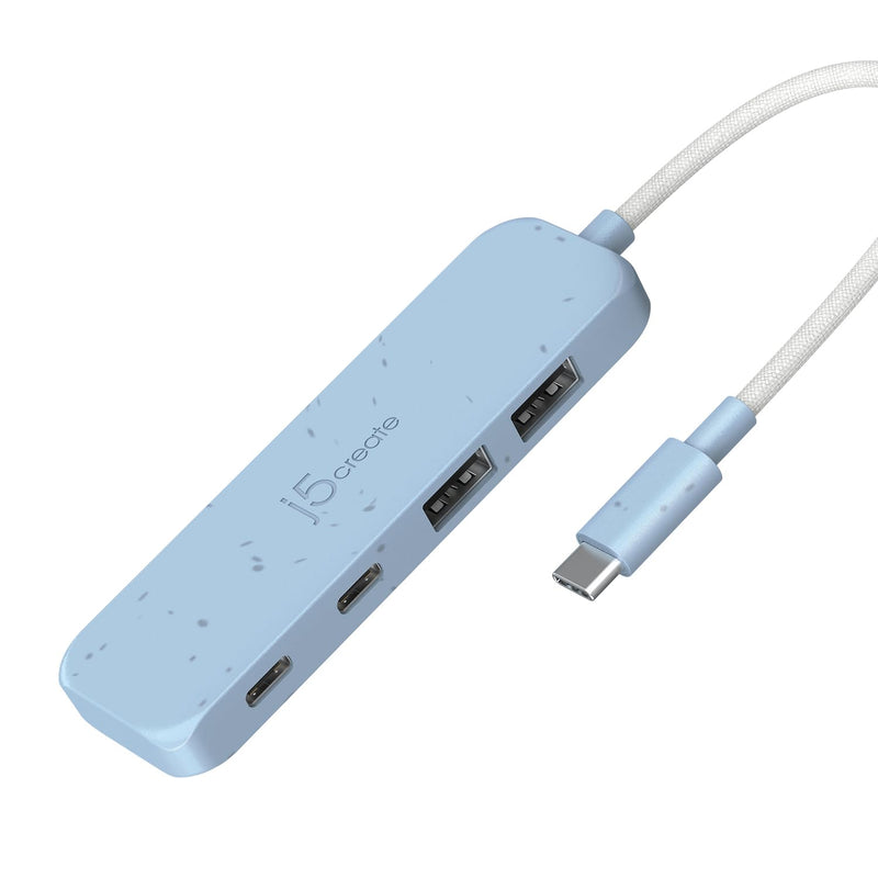j5create 4-in-1 USB-C to 4-Port Type-A & Type-C Hub(Eco-Friendly), 10 Gbps USB-A x 2 & 10 Gbps USB-C x 2, Compatible with MacBook Pro, MacBook Air, iPad, Mac mini, Cyan/Blue (JCH342EC) Fresh Cyan