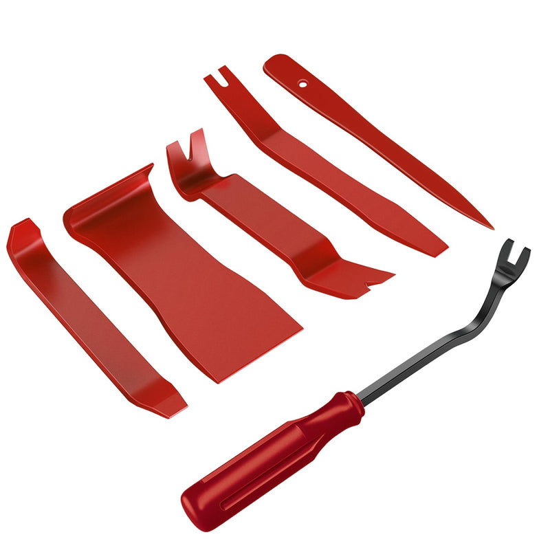 GOOACC 6PCS Auto Trim Removal Tool Kit No-Scratch Tool Kit for Car Audio Dash Window Molding Fastener Remover Tool Kit-Red Red 6PCS Trim Removal Tool