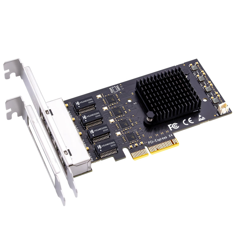 GLOTRENDS LE8445 4-Port 2.5Gb PCIe Network Card for Desktop PC, 2500/1000/100Mbps Gigabit Ethernet RJ45 LAN Port, PCIE X4 Interface, Regular & Low Profile Bracket 4-port, 2.5Gbps