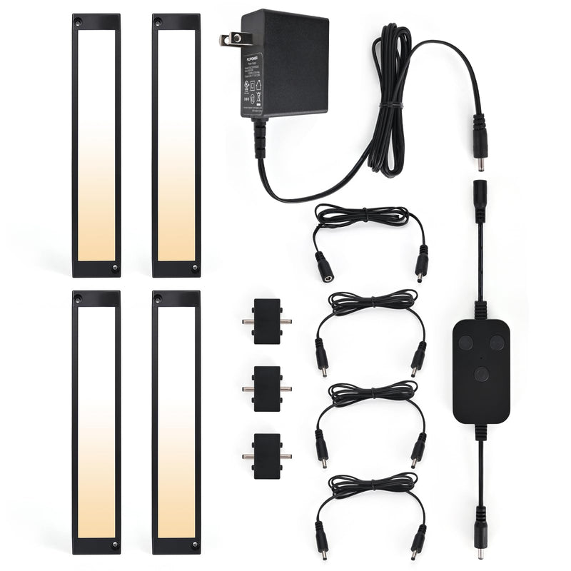 4pack 7inch Dimmable LED Kitchen Light Kit, 2700-6000K Smart Closet Cabinet Lighting Fixture APP Control, Work with Alexa, Google Assistant, for Under Counter, Garage, Pantry (Black) Black