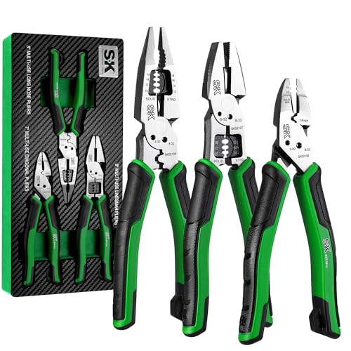 SK 3-Piece Multi-use Pliers Set, 7" & 8" Pliers, Anti-slip Handle