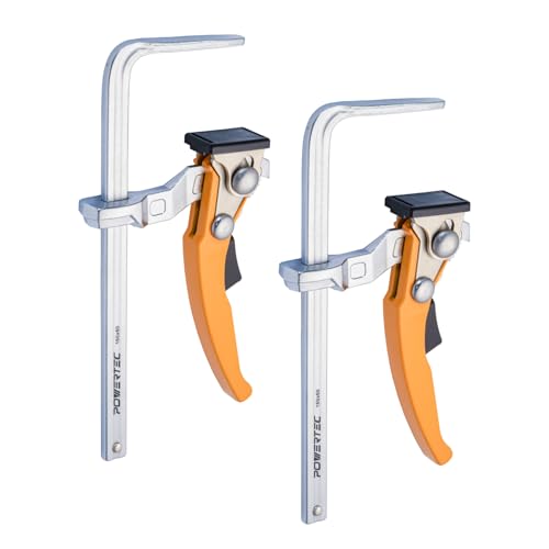POWERTEC 71542V Quick Release Ratcheting Table Clamp for MFT and Guide Rail System, 7" Capacity (178mm) x 2-3/8" Throat Depth, 2 PK Guide Rail Clamps (2PCs)