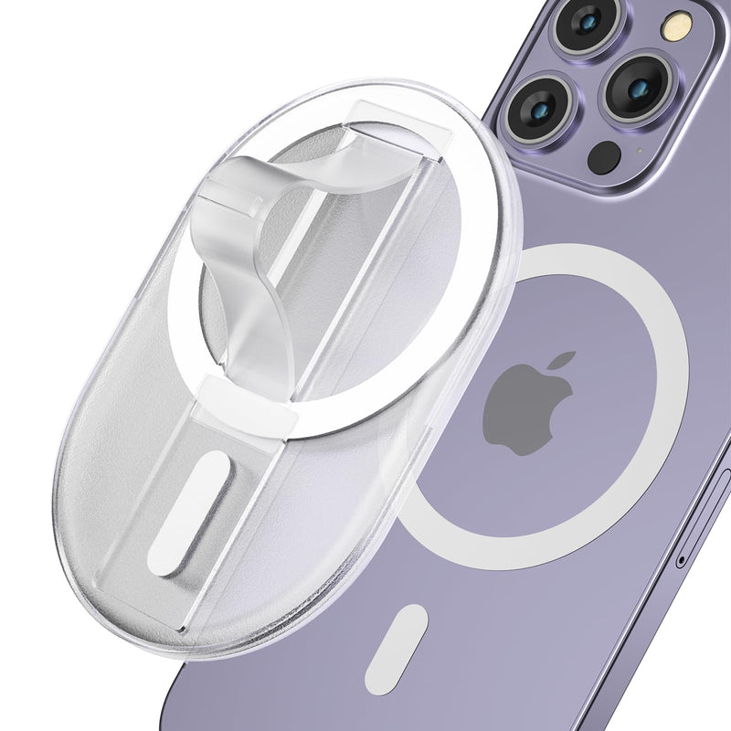 Magnetic Finger Phone Grip for MagSafe Stand, Phone Grip Strap Holder as Kickstand, Magnetic Phone Grip Holder, for iPhone 15/14/13/12 Series, Transparent Clear