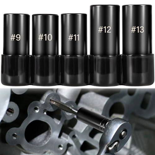 71670 Tap Socket Set Fits 5/8", 11/16", 3/4", 7/8" and 1" Taps, 1/2" Drive, Tap Sockets Adapter For Larger, M.C.T.I. Standard Taps, Large Tap Socket Wrench Set