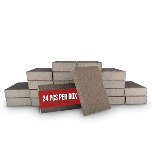 Sanding Sponge Blocks, 5" x 3" x 1", 80 & 120 Grit, Medium/Fine, 24 Pack Medium/Fine Grit Straight Edge