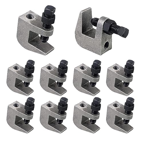 Top Beam Clamps, UNC 1/2" Iron Safety Rod Beam Clamp, 3/4" Jaw Opening, Beam Wall Ceiling Mount Vertical Piping Support-Clamp for Copper, PVC Tubing, 10 Packs
