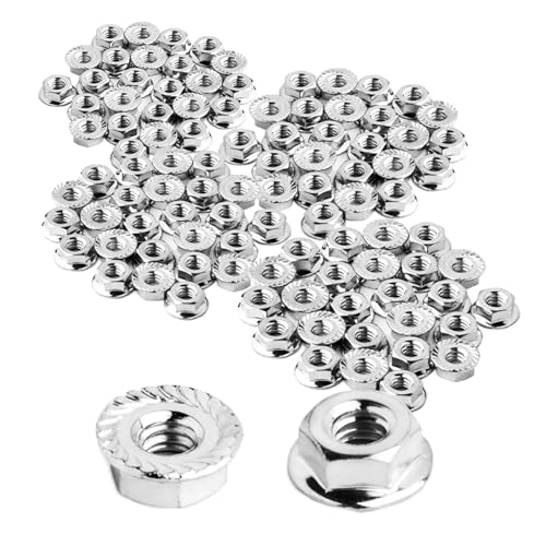 POWERTEC QLN1200-P4 Serrated Flange Hex Lock (M6) Nuts | Premium Carbon Steel Zinc Plated Fasteners – 100 Pack
