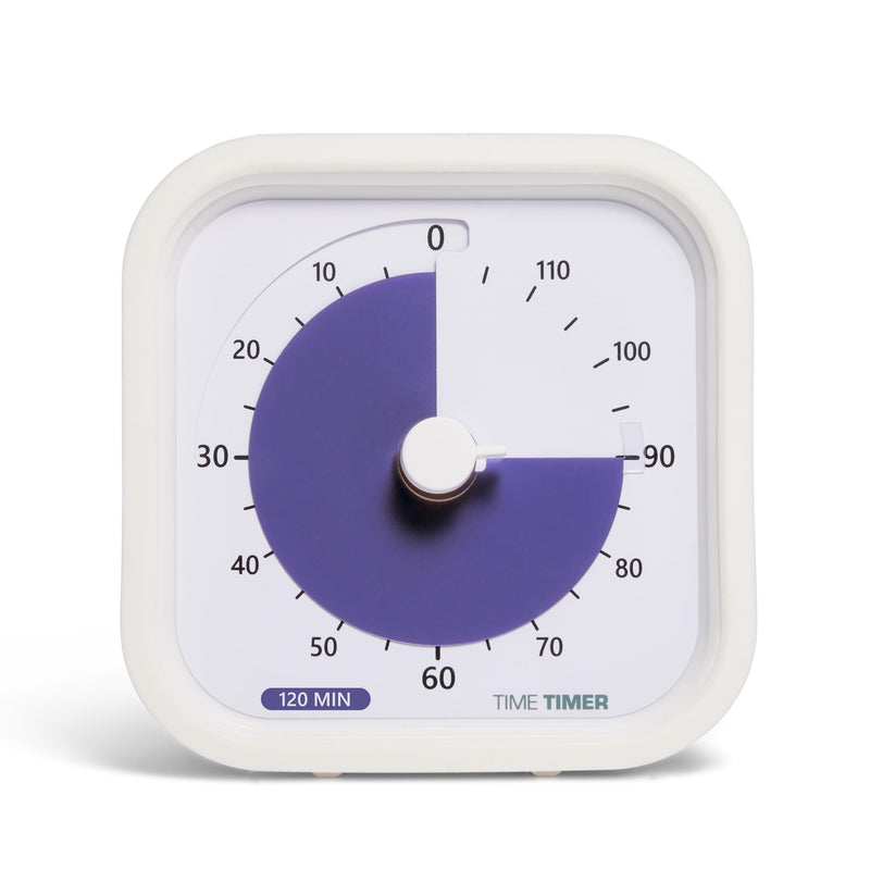 TIME TIMER 120 Minute MOD Education Edition ⁠— Visual Timer with Desktop Software for Kids Classroom Learning, Testing Timer, Study Tool and Office Meetings with Silent Operation (White - 120min) 3.5" x 3.5"