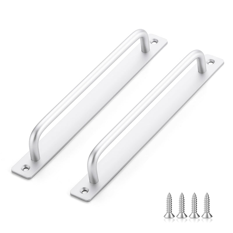 Barn Door Handles 6 Pack Silver Door Handles Sliding Cabinet Pulls 8.8" Hole Center Screen Cabinet Hardware Zinc Alloy Pulls 8.8 in hole center