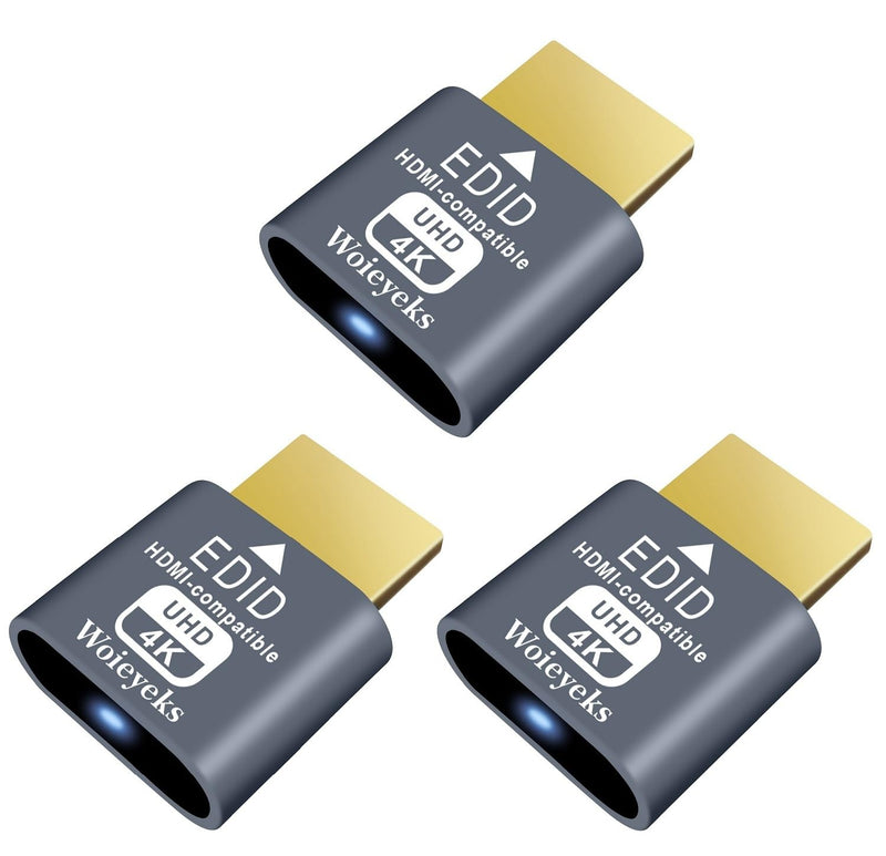 3 Pack HDMI Dummy Plug 4K HDR,Virtual Monitor EDID Emulator, Headless Display Adapter,Supports up to 4k@60Hz,1080@120Hz HDMI 3 pack