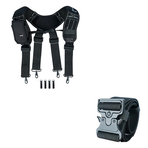 KUNN Tool Belt Suspenders Padded & Work Tool Belt Quick Release Buckle