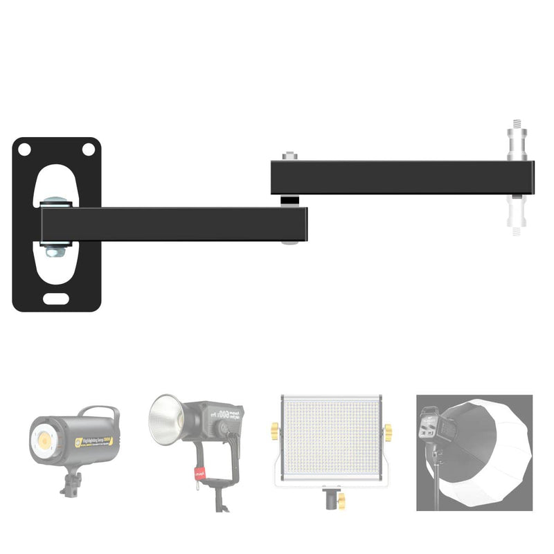 Photographic Wall Mounting Boom Arm Stand: Fold Extend Adjustable 12in Long Bracket,Heavy Duty Wall Mount,Multi Angle,for Photography Strobe Light Monolight,Softbox,Ring Light,Live Broadcast