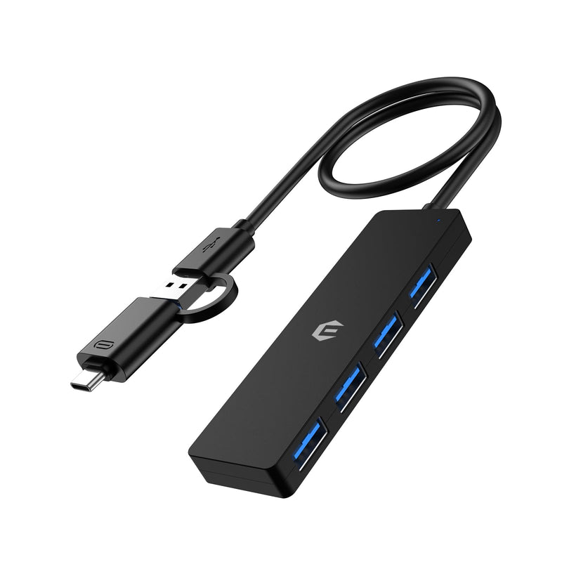USB Hub, 4-Port USB 3.0 Hub, Instant Plug and Play Convenience, with a 4 Port USB 3.0 Hub Delivering 5Gbps Transfer Speed and USB to USB C Adapter, Compatible with Mac Air/Pro, HP, and More